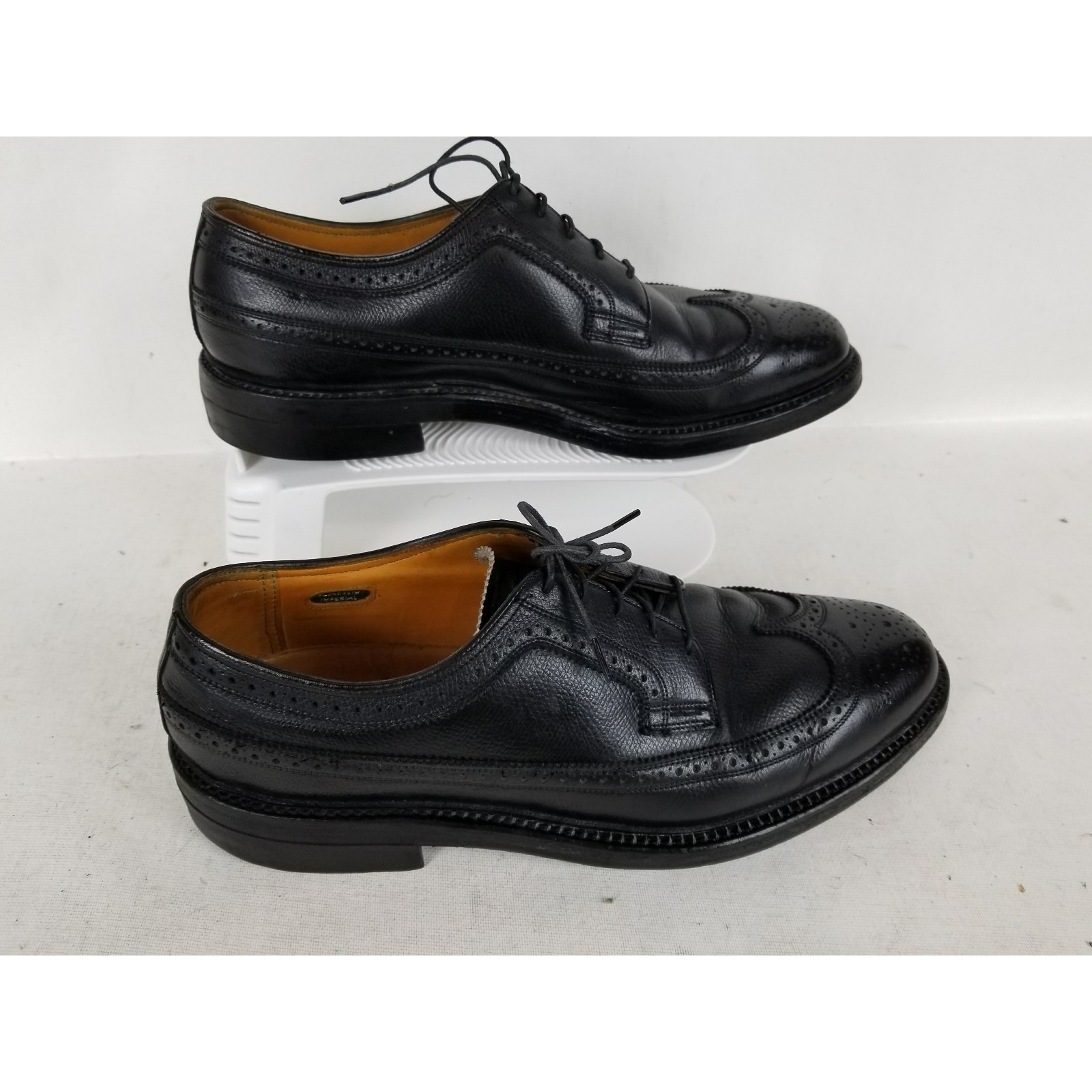Florsheim Imperial Quality Black Leather Wingtip V Cleat Shoes Size 9.5 C